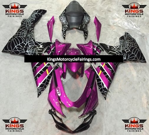 Suzuki GSXR750 (2011-2023) Pink, Black & Silver Spider Web Fairings