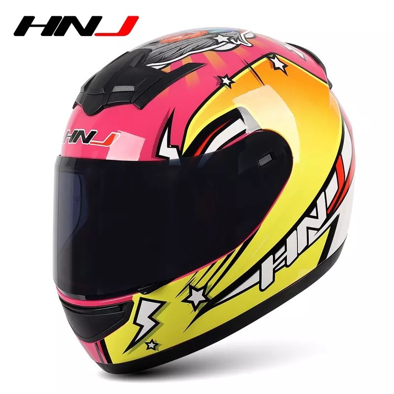 Pink & Yellow Love Bird HNJ Motorcycle Helmet