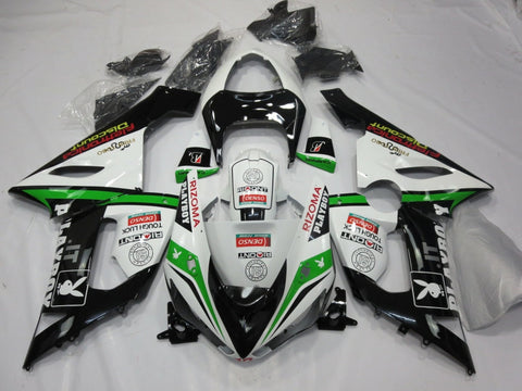 Fairing Kit for a Kawasaki ZX6R 636 (2005-2006) White, Black & Green Playboy