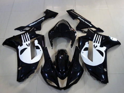 Fairing kit for a Kawasaki Ninja ZX6R 636 (2007-2008) Black & White Skulls