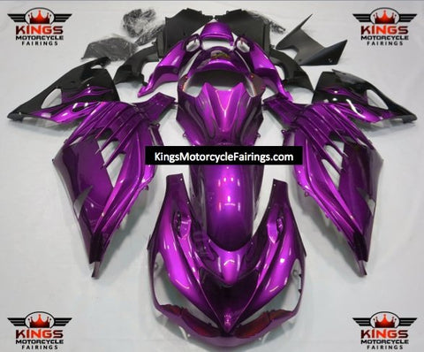 Fairing kit for a Kawasaki Ninja ZX14R (2012-2021) Purple & Black Flames