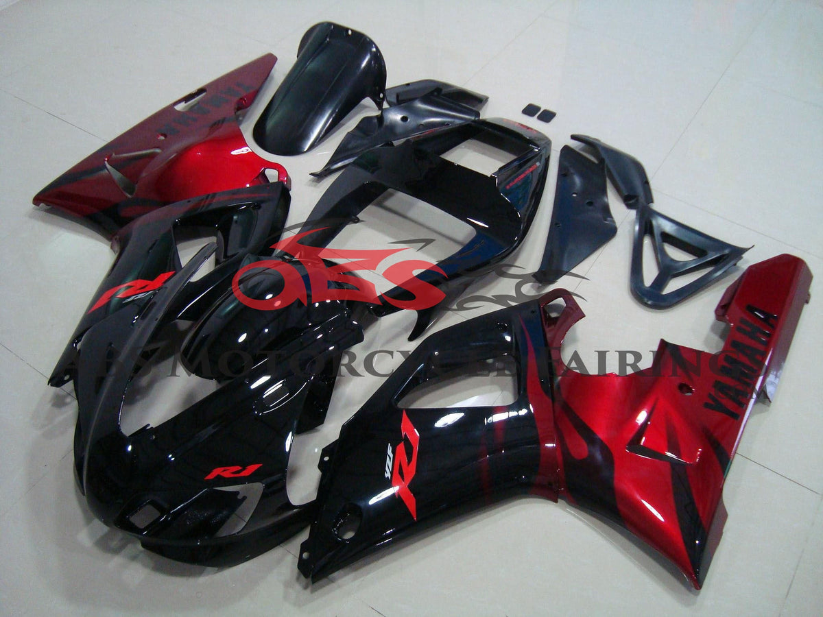 Yamaha YZF-R1 (1998-1999) Black & Candy Apple Red Flame Fairings