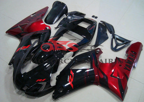 Yamaha YZF-R1 (1998-1999) Black & Candy Apple Red Flame Fairings