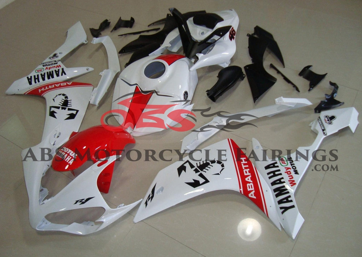 Yamaha YZF-R1 (2007-2008) White & Red Scorpion Abarth Fairings