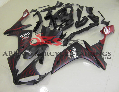 Yamaha YZF-R1 (2007-2008) Matte Black & Red Flame Fairings