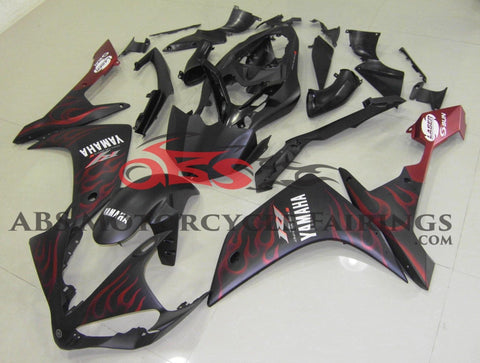 Yamaha YZF-R1 (2007-2008) Matte Black & Red Flame Fairings