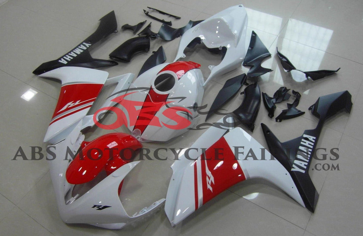 Yamaha YZF-R1 (2007-2008) White, Black & Red Stripe Fairings