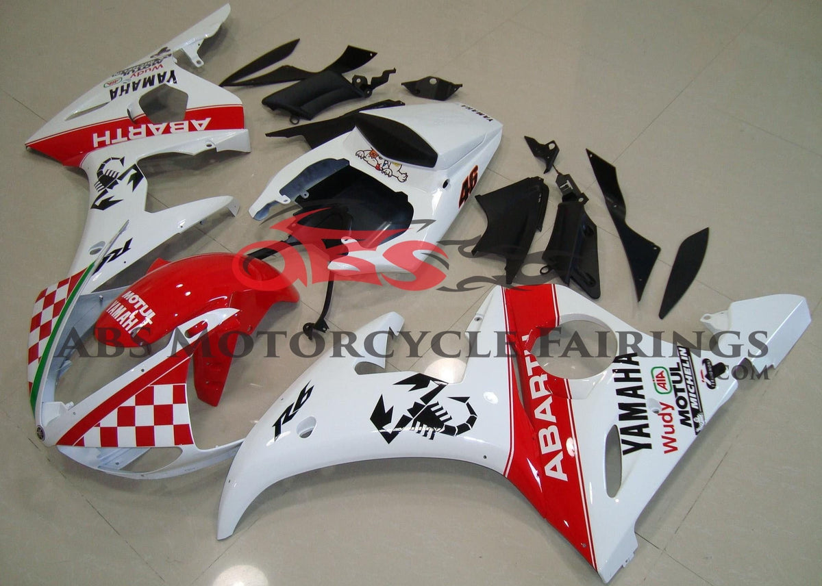 Yamaha YZF-R6 (2003-2004) White & Red Abarth Scorpion Fairings