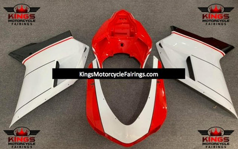 Ducati 1198 (2007-2012) White, Red & Black Stripe Fairings