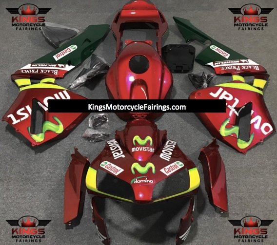 Honda CBR600RR (2003-2004) Red, Yellow & Green Movistar Fairings