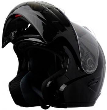 Double Retractable Visor Modular Gloss Black Kings Motorcycle Helmet - RF18BG