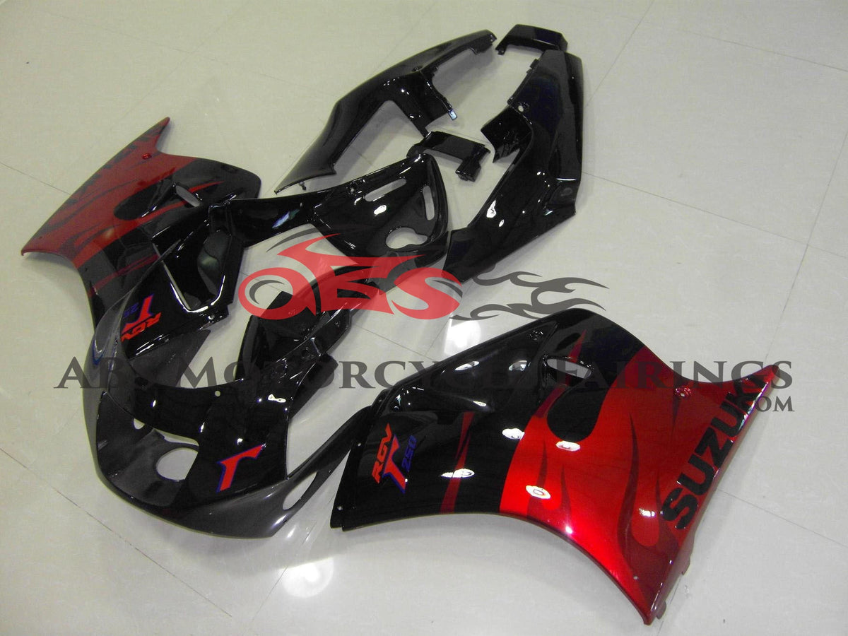 Suzuki RGV250 VJ21 Black & Red Flame Fairings