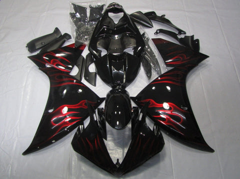 Yamaha YZF-R1 (2009-2011) Black & Red Flame Fairings