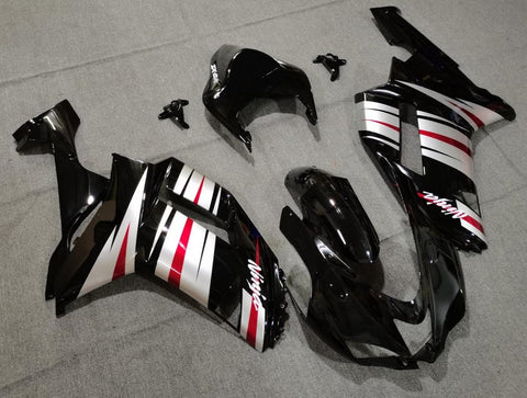 Fairing kit for a Kawasaki Ninja ZX6R 636 (2007-2008) Black, Silver & Red