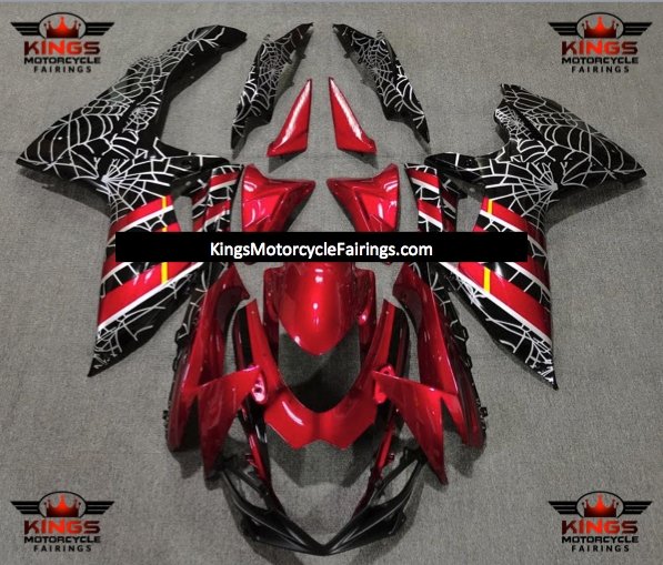 Suzuki GSXR750 (2011-2023) Red, Black & Silver Spider Web Fairings