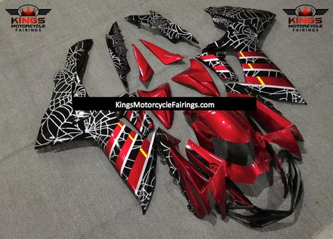 Suzuki GSXR750 (2011-2023) Red, Black & Silver Spider Web Fairings