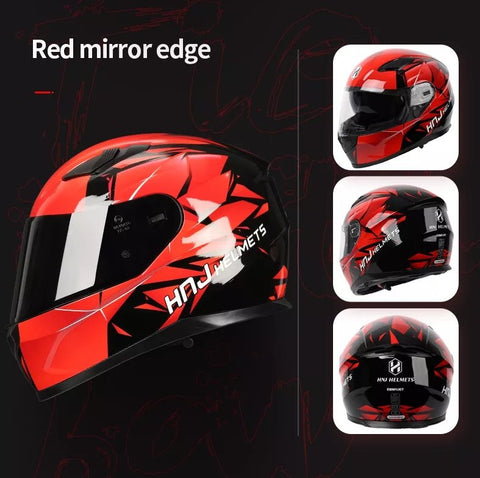 Red & Black Edge HNJ Motorcycle Helmet