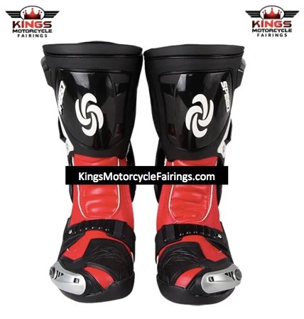 Black & White Tall Speed Leather Motorcycle Boots