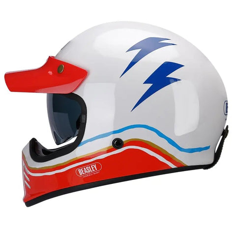 Red, White & Blue Lightning Beasley Motorcycle Helmet