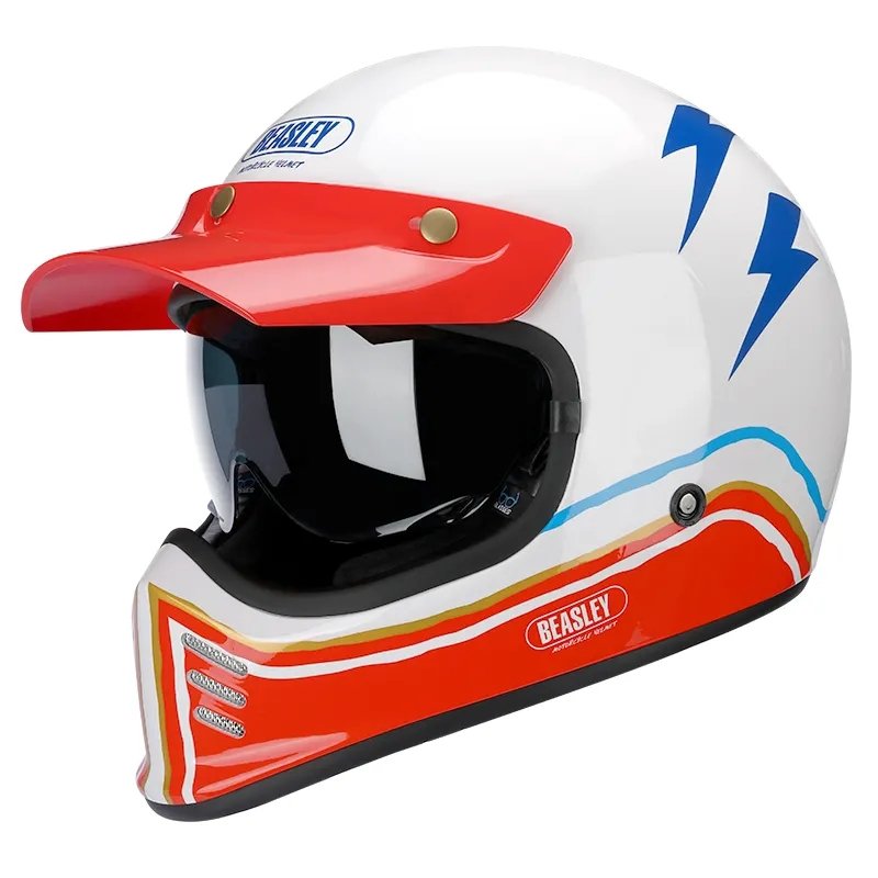 Red, White & Blue Lightning Beasley Motorcycle Helmet