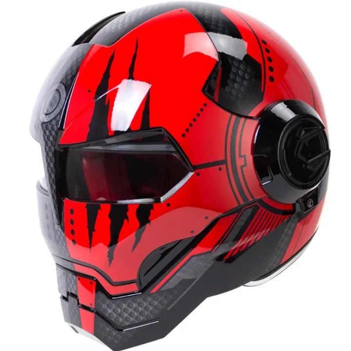 Black & Red Claw Scratch Iron Man Motorcycle Helmet