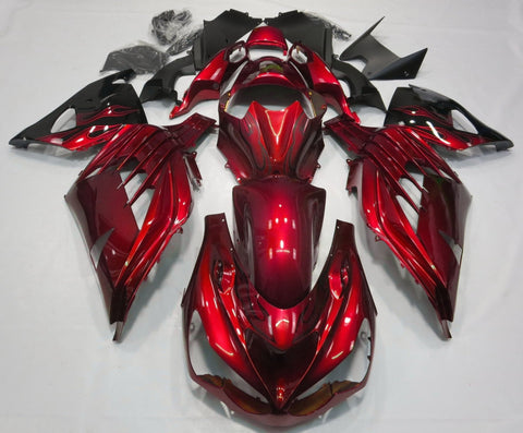 Fairing kit for a Kawasaki Ninja ZX14R (2012-2021) Red & Black Flames