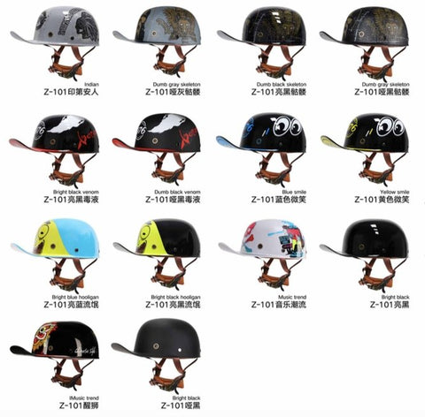 Black, Red, Yellow & White Chinese Style Retro Baseball Cap Motorcycle Helmet