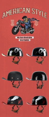 Black & Gold Owl Retro Baseball Cap Motorcycle Helmet