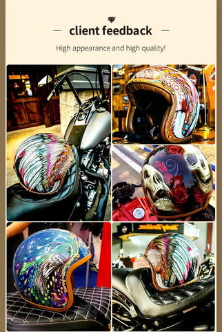 Hand Painted Woman, Snake & Turtle Retro Motorcycle Helmet