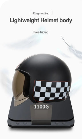 White, Pink & Black Checkered Retro Motorcycle Helmet