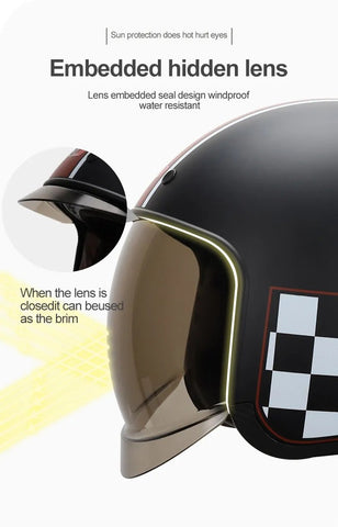 White, Pink & Black Checkered Retro Motorcycle Helmet