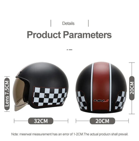 White, Pink & Black Checkered Retro Motorcycle Helmet