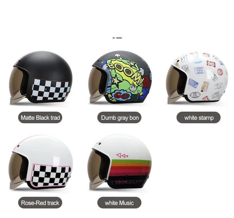 White, Pink & Black Checkered Retro Motorcycle Helmet