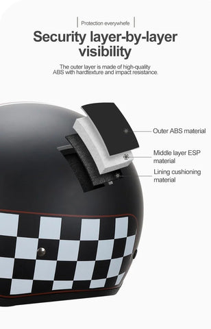 White, Pink & Black Checkered Retro Motorcycle Helmet