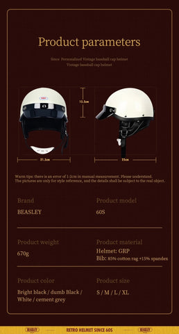 Matte Black Retro Open Face 3/4 Beasley Motorcycle Helmet