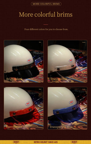 White & Black Retro Open Face 3/4 Beasley Motorcycle Helmet