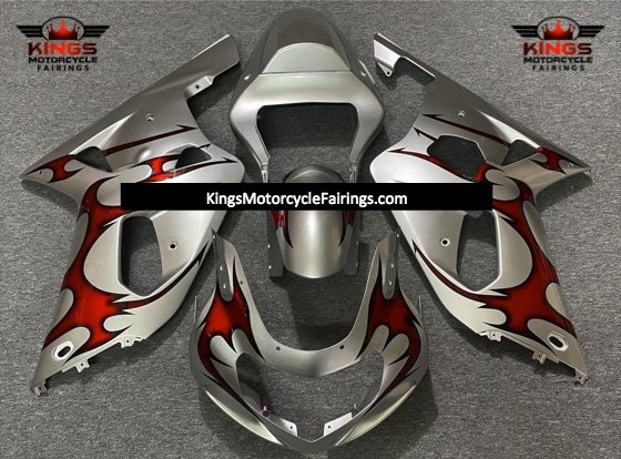 Suzuki GSXR750 (2000-2003) Silver & Red Tribal Fairings