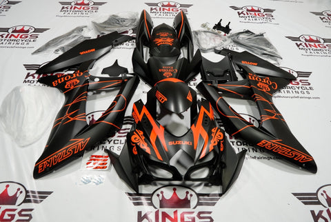 Suzuki GSXR600 (2008-2010) Matte Black & Matte Orange Tribal Corona Fairings