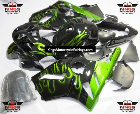 Fairing kit for a KAWASAKI NINJA ZX12R (2002-2006) BLACK & GREEN FLAMES