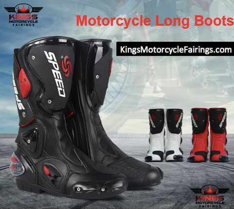 Red, Black & White Speed Leather Motorcycle Boots