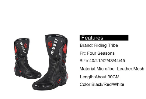 Red, Black & White Speed Leather Motorcycle Boots