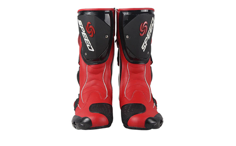 Red, Black & White Speed Leather Motorcycle Boots