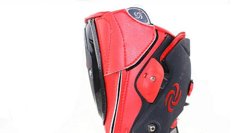 White, Black & Red Speed Leather Motorcycle Boots