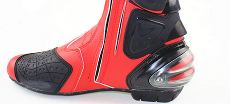 Red, Black & White Speed Leather Motorcycle Boots