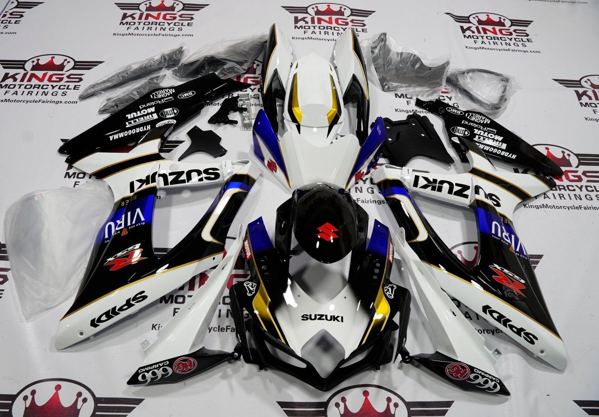 Suzuki GSXR600 (2008-2010) White, Black & Blue VIRU Fairings