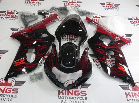 Suzuki GSXR750 (2000-2003) Black & Candy Apple Red Flame Fairings