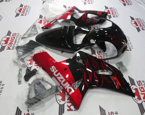 Suzuki GSXR750 (2000-2003) Black & Candy Apple Red Flame Fairings