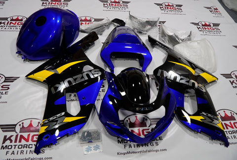 SUZUKI GSXR750 (2000-2003) BLUE, BLACK, YELLOW & CHROME FAIRINGS