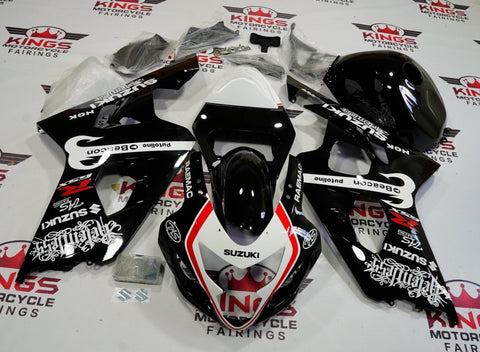 SUZUKI GSXR750 (2004-2005) BLACK, WHITE & RED BEACON FAIRINGS