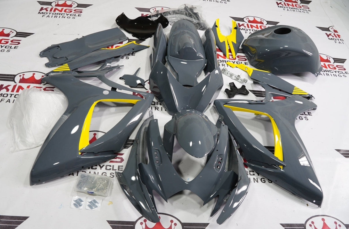 Suzuki GSXR750 (2006-2007) Dark Nardo Gray & Yellow Fairings